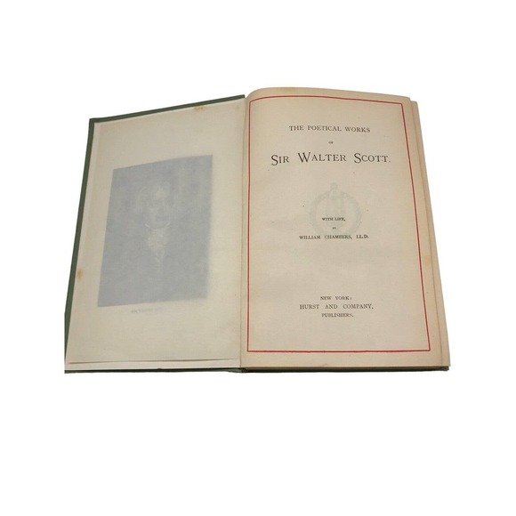 The Poetical Works of Sir Walter Scott Book Antique 1900s Beautiful Green Poetry - Picture 4 of 7